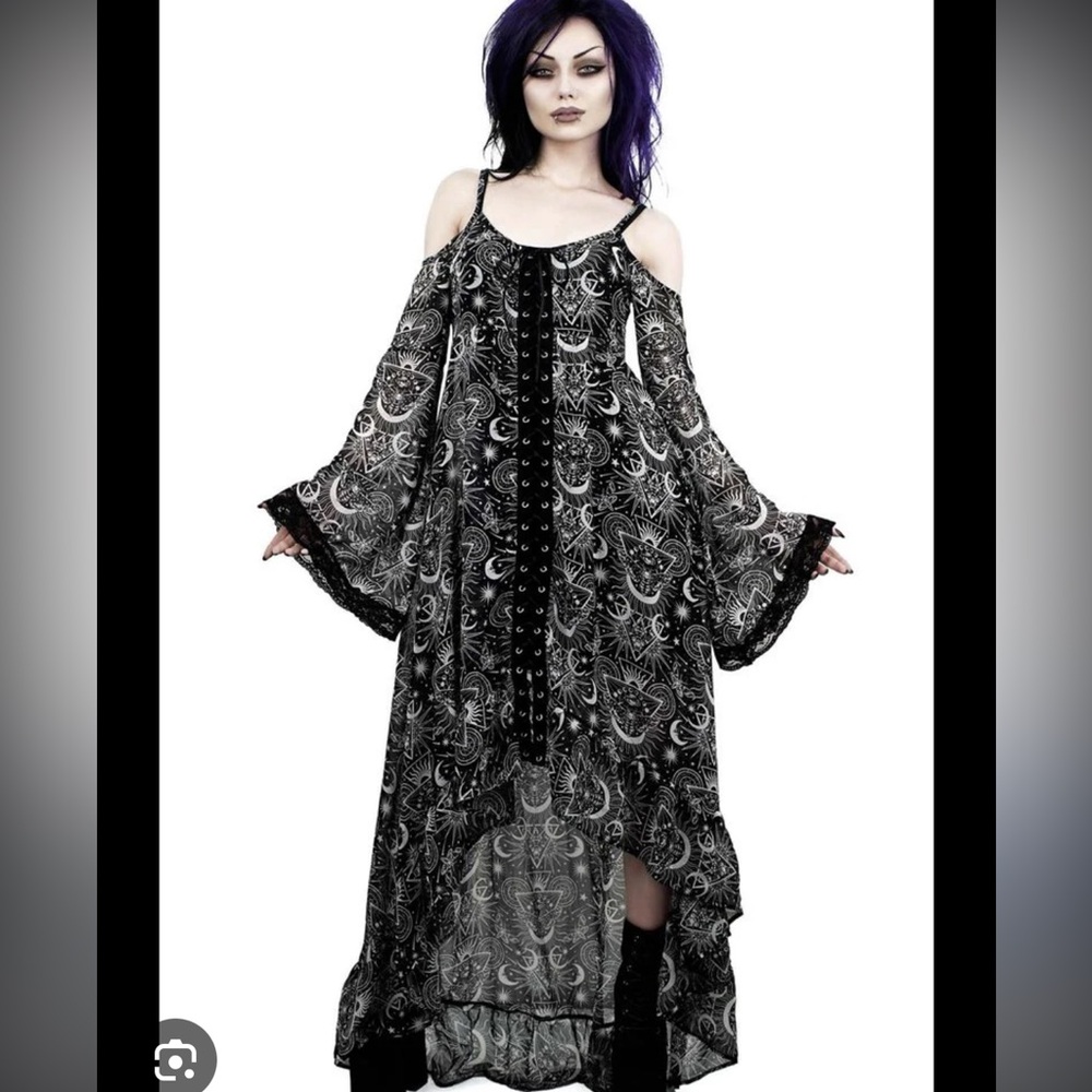 Killstar, Large, Black and white, New moon maiden dress